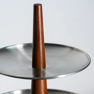 Stainless Steel Wood Three-Tier Accessory Storage Tray Display