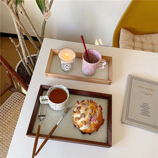 Wood x Embossed Glass Rectangular Tray   Small Item Holder