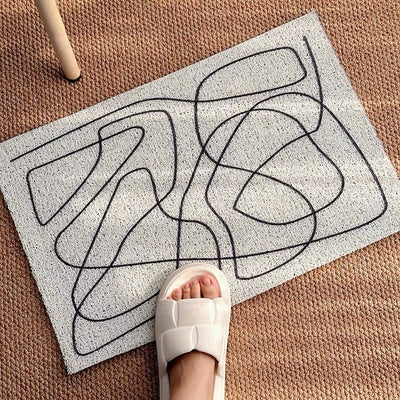 Line Art Pattern Entrance Mat 50x80cm Mud Removal Mat Monotone