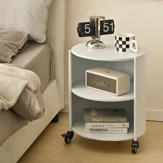 Castered Iron Cylindrical Two-Tier Side Table