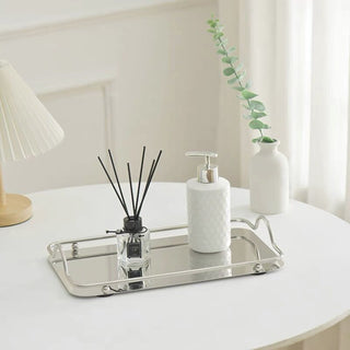 Stainless steel frame mirror tray silver for holding small items