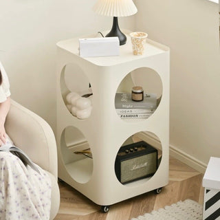 Castered Three-Tier Iron Side Table with Holes