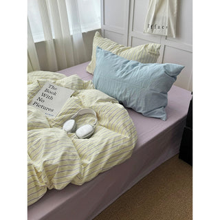 Yellow Mix Stripe Pattern Duvet Cover Set 2 Sizes  Bed Cover All Seasons Year-Round