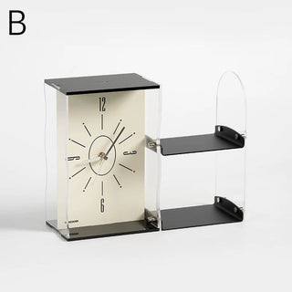 Storage rack included Acrylic clear monochrome clock  Table clock