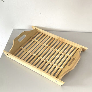 Bamboo Rectangular Tray with Handles Small Item Container