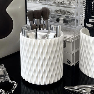 White Color 360 Degree Rotating Brush Stand Pen Holder