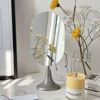 Adjustable Angle Oval Tabletop Stand Mirror