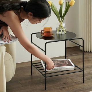 Iron Frame Two-Tier Storage Compact Side Table