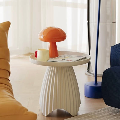 Pleated Design Round Side Table