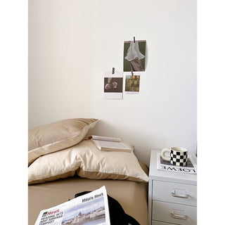 Beige Two-Tone Plain Duvet Cover Set