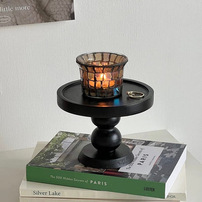 Wood Black Stand Accessory Tray Small Item Holder