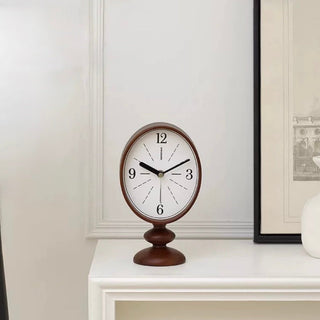 Oval-shaped Retro Wood Stand Clock