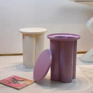 Storage included Compact Colorful Round Side Table  Stool Chair