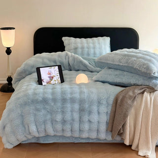 Light Blue Fluffy and Soft Duvet Cover Set  Bed Cover Bedding Cover