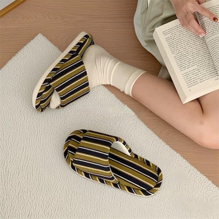 Striped Open Toe Soft Room Shoes  Indoor Slippers