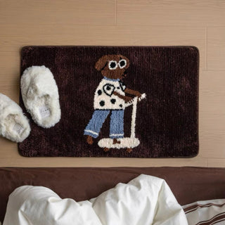 Kickboard Dog Message Entrance Mat  40x60cm Dachshund Rug Washable