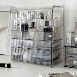 Clear Stripe Pattern Cosmetic Box with Lid Storage