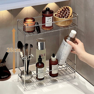Stainless steel two-tier high-type simple slim storage rack silver
