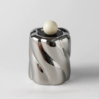 Ball-shaped Ceramic Twist Brush Stand with Lidin  Small Item Storage Box