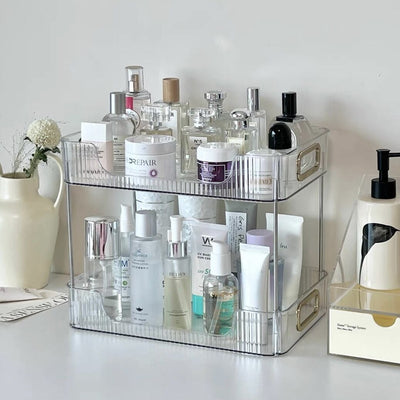 Clear Stripe Pattern Tier Cosmetic Storage Rack