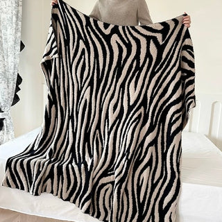 Zebra print large blanket 140 x 180 cm lap blanket knit