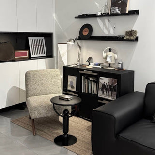 Modern Black Iron Round Compact Side Table