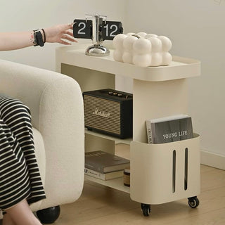 Caster-equipped cabinet side tablein  wagon