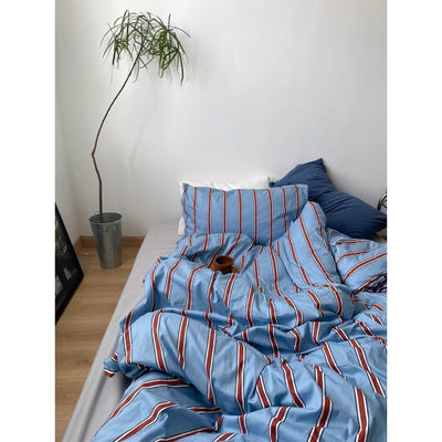 Blue and Red Stripe Duvet Cover Set