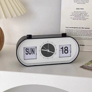 Monochrome Analog Clock Desk Clock with Alarm Function