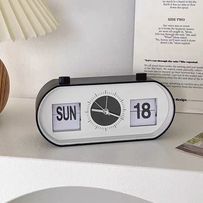 Monochrome Analog Clock Desk Clock with Alarm Function