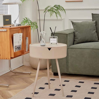 Storage-equipped Simple Round Side Table   in