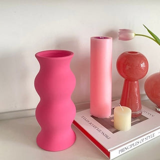 Wavy Matte Color Ceramic Flower Vase
