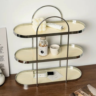 Silver Arch Frame Oval Three-Tier Storage Rack  Perfume Storage
