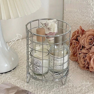 Wire storage basket with legs silver basket small item holder