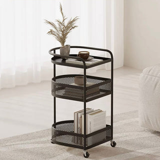 Caster-equipped Arch Three-Tier Storage Wagon  Side Table