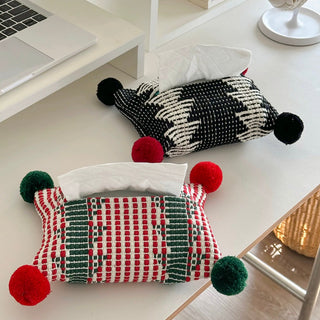 PomPom Mix Color Knit Tissue Case Cover