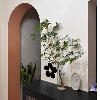 Flower motif square wall clock flower