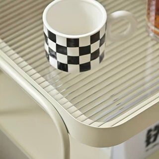 Castered Iron Glass Square Storage Wagon  Side Table