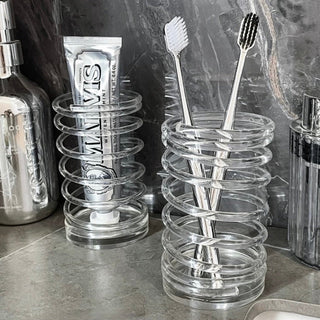 Acrylic Clear Spring Brush Stand Pen Holder