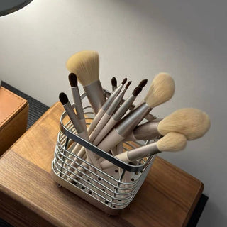 Stainless Steel Silver Square Brush Stand Pen Holder Cutlery