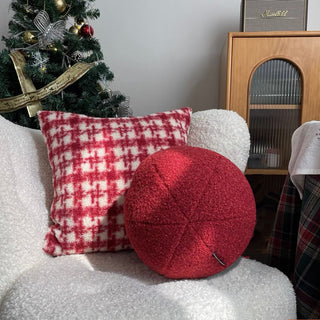 Red checkered boa cushion cover 45x45