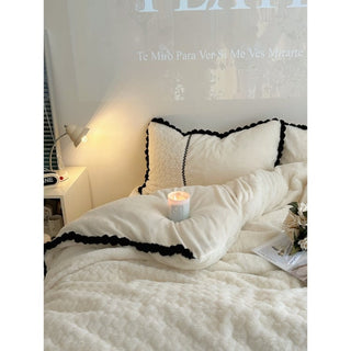 Faux Fur Heart Embossed Winter Duvet Cover Set