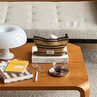 Mixed Border Knit Tissue Case   Hanging Tissue Cover with Stripes