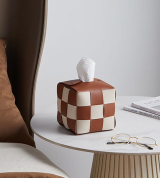 Checkerboard Pattern Braided Cube Tissue Case