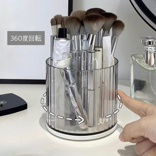 360 Degree Rotating Brush Stand with Cosmetic Storage Rack