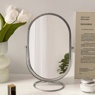 Adjustable Angle Oval Tabletop Mirror Mirror with Stand