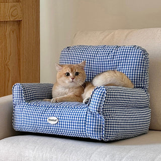 Checkered pattern small pet sofa for dogs and cats pet bed pet supplies pet cushion washable.