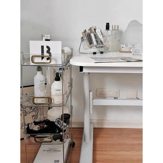 Clear Stripe Pattern Storage Rack Wagon with Casters