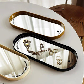 Oval-shaped mirror trayin  accessory storage