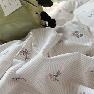 Flower Stripe Duvet Cover Set